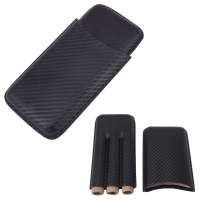 Black Carbon Fiber leather 3 Cigar Holder Case cigar container CL-020